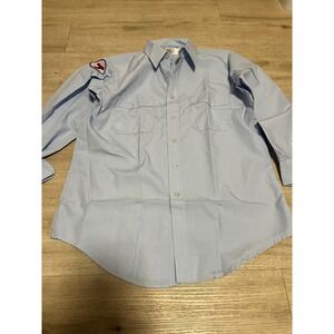 MBTA Mens Uniform Work Shirt Blue 16 32/33 Sz L Massachusetts Bay Transit BOD